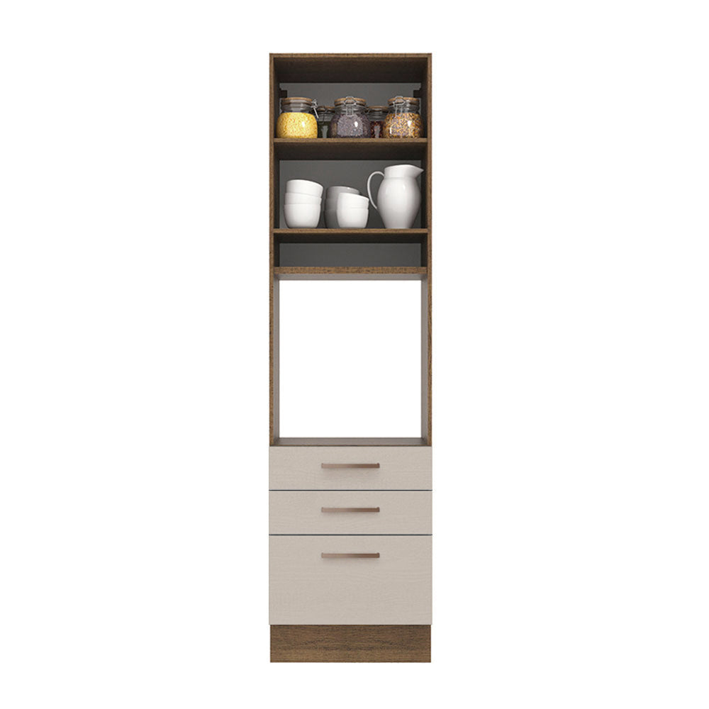 Torre Quente 60 cm 1 Porta 3 Gavetas Rustic/Crema Agata Madesa