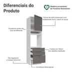 Torre Quente 60 cm 1 Porta 3 Gavetas Branco/Cinza Vik Madesa