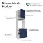 Torre Quente 60 cm 1 Porta 3 Gavetas Branco/Azul Vik Madesa