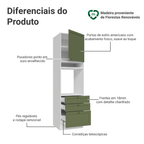 Torre Quente 60 cm 1 Porta 3 Gavetas Branco/Verde Vik Madesa