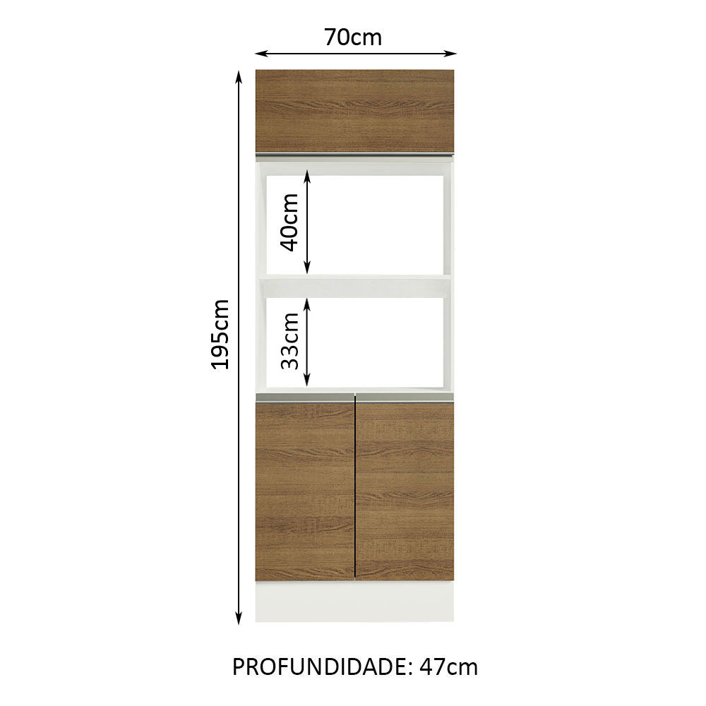 Torre Quente Madesa Smart 2 Portas e 1 Suspensa Branco/Rustic