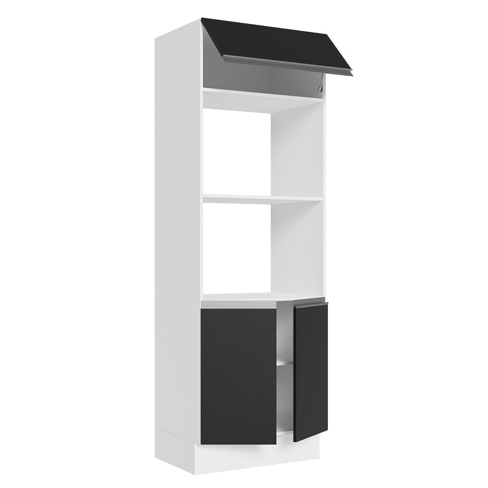 Torre Quente 100% MDF 70 cm para 2 Fornos Branco/Preto Acordes Madesa