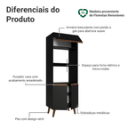 Torre Quente com 3 Portas 70 cm Preto Pieta Madesa