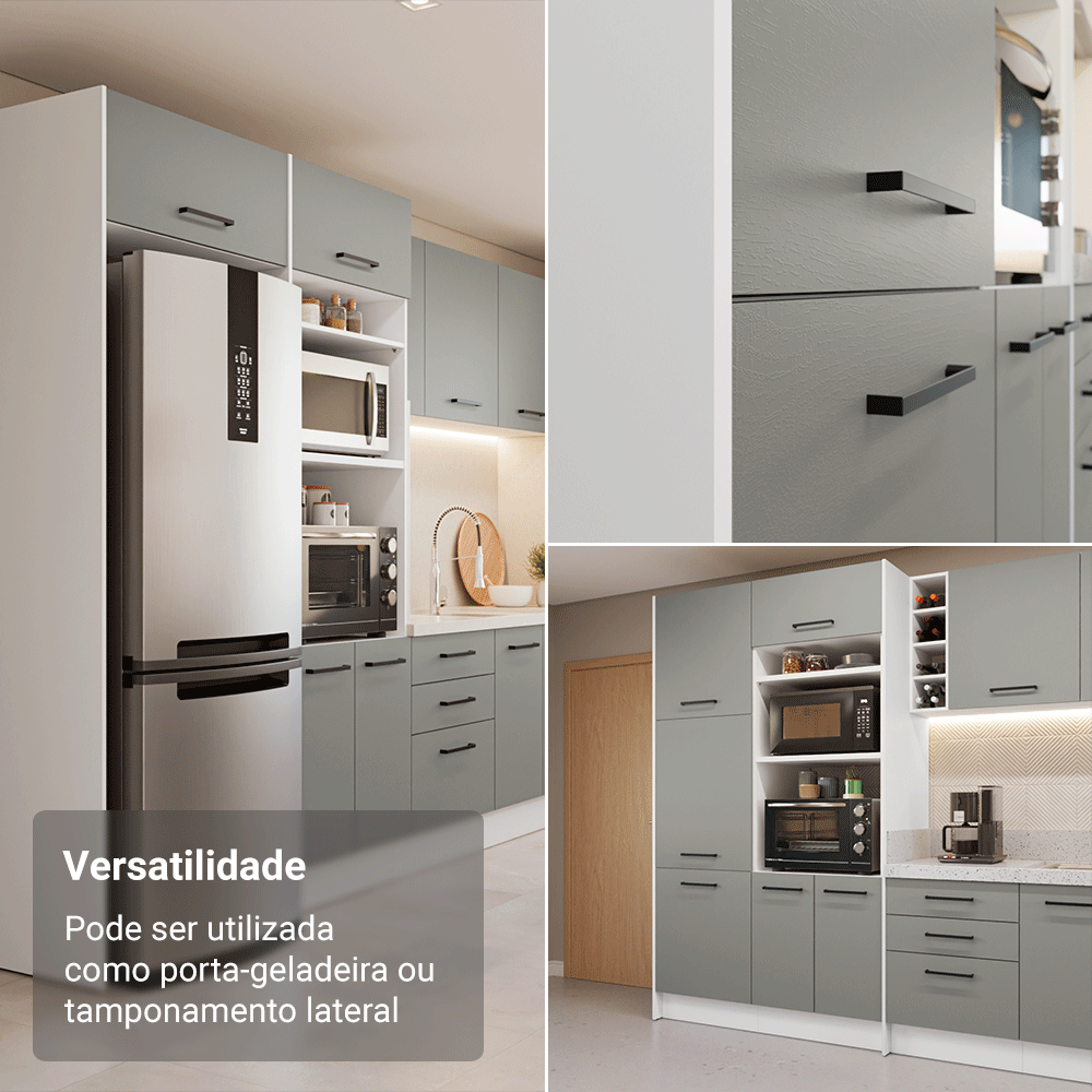 Painel Fechamento Lateral para Cozinha 225 x 60cm Branco Madesa