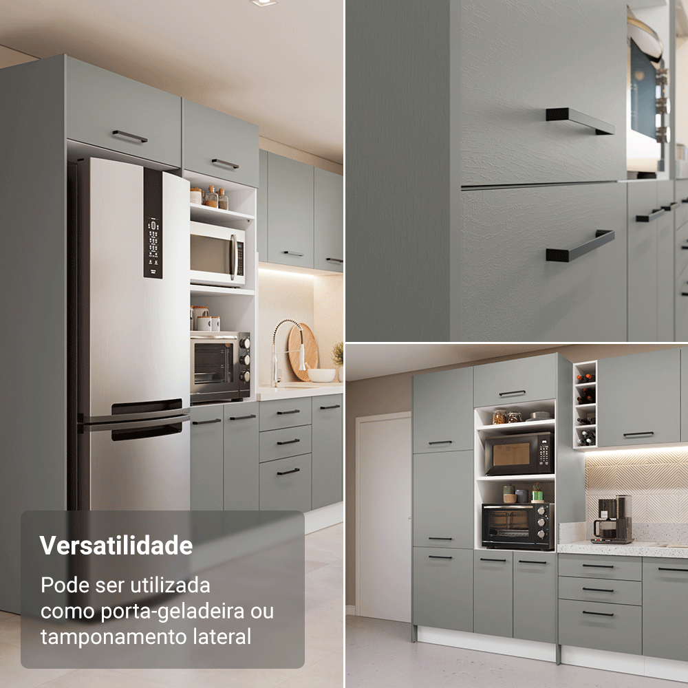 Painel Fechamento Lateral para Cozinha 225 x 60cm Cinza Madesa