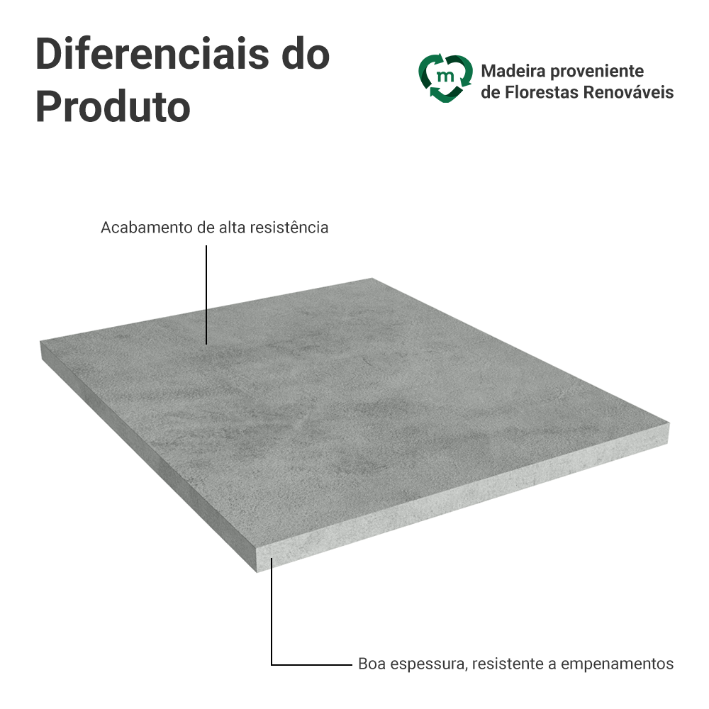 Tampo para Balcão 50x52cm para Cozinhas Agata, Glamy, Stella e Vik Mood Madesa