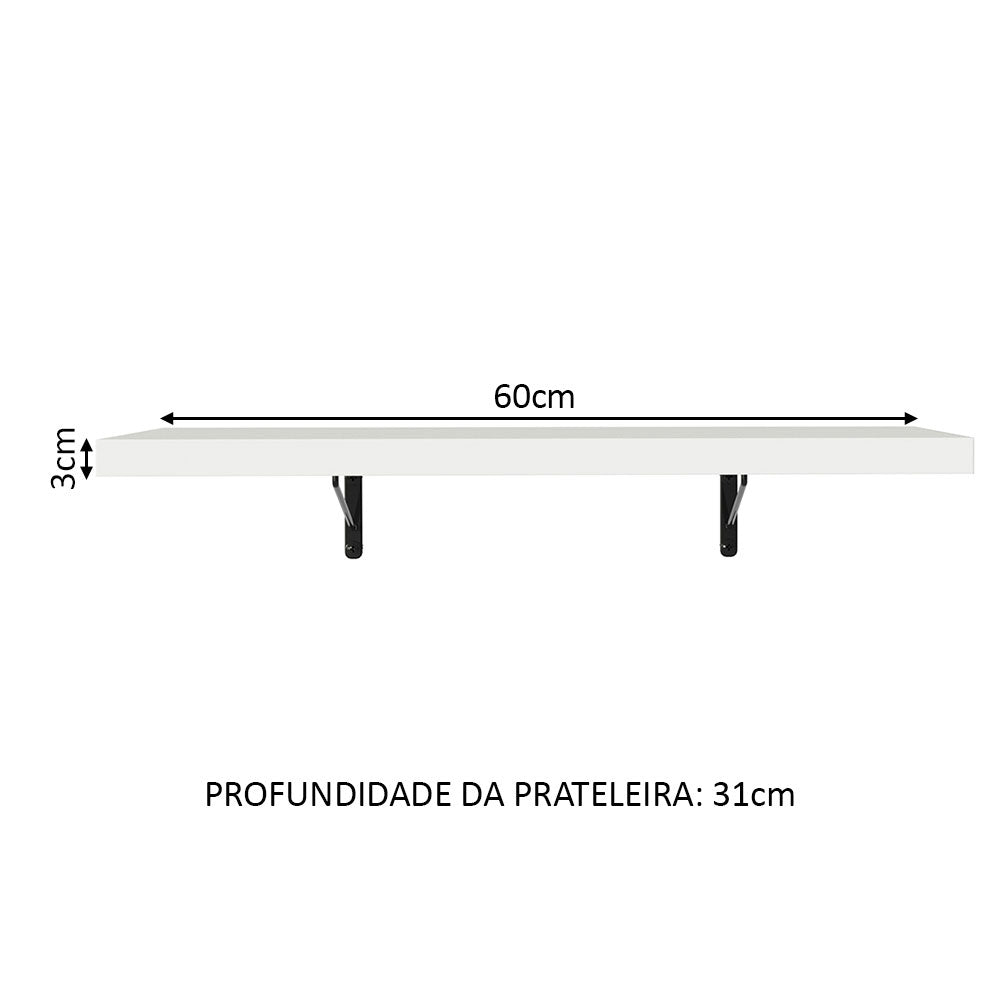 Kit 2 Prateleiras Suspensas para Cozinha Madesa 60 cm com Mão Francesa Branco