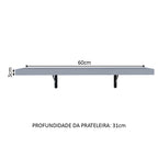 Kit 2 Prateleiras Suspensas para Cozinha Madesa 60 cm com Mão Francesa Cinza