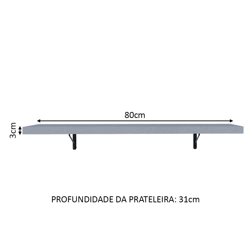 Kit 2 Prateleiras Suspensas para Cozinha Madesa 80 cm com Mão Francesa Cinza