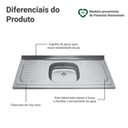 Pia de Apoio Tramontina New Raggi 40 em Aço Inox 120 x 52 cm