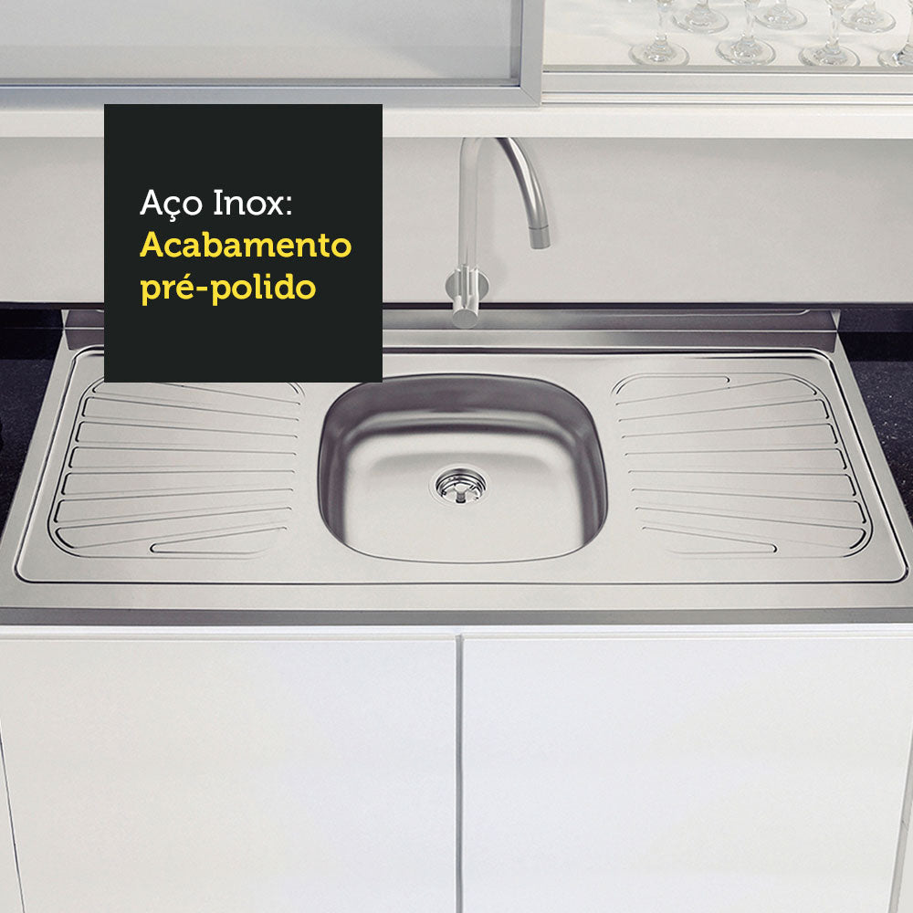 Pia de Apoio Tramontina New Raggi 40 em Aço Inox 120 x 52 cm