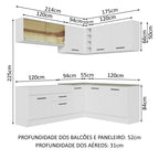 Armário de Cozinha Completa de Canto 389cm Branco Agata Madesa 01
