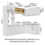 Armário de Cozinha Completa de Canto 399cm Branco Agata Madesa 01