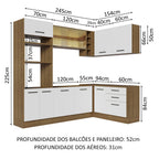 Armário de Cozinha Completa de Canto 399cm Rustic Branco Agata Madesa 01