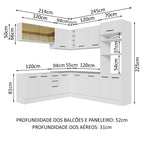Armário de Cozinha Completa de Canto 459cm Branco Agata Madesa 01