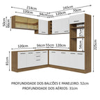 Armário de Cozinha Completa de Canto 459cm Rustic Branco Agata Madesa 01