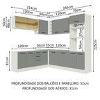 Armário de Cozinha Completa de Canto 459cm Branco Cinza Agata Madesa 01
