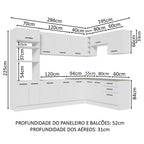 Armário de Cozinha Completa de Canto 479cm Branco Agata Madesa 01