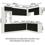 Armário de Cozinha Completa de Canto 479cm Branco Preto Agata Madesa 01