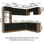 Armário de Cozinha Completa de Canto 479cm Rustic Preto Agata Madesa 01