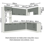 Armário de Cozinha Completa de Canto 479cm Branco Cinza Agata Madesa 01