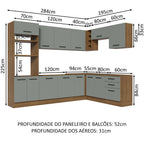 Armário de Cozinha Completa de Canto 479cm Rustic Cinza Agata Madesa 01