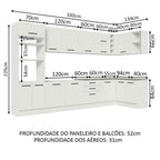 Armário de Cozinha Planejada de Canto 499cm Branco Agata Madesa 01