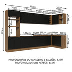 Armário de Cozinha Planejada de Canto 499cm Rustic/Preto Agata Madesa 01