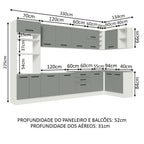 Armário de Cozinha Planejada de Canto 499cm Branco/Cinza Agata Madesa 01