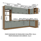 Armário de Cozinha Planejada de Canto 499cm Rustic/Cinza Agata Madesa 01