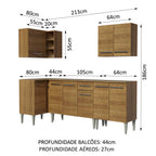 Armário de Cozinha Completa de Canto 293cm Rustic Emilly Open Madesa 01