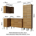 Armário de Cozinha Completa de Canto 293cm Rustic Emilly Music Madesa 02