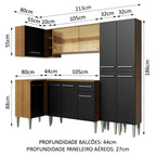 Armário de Cozinha Completa de Canto 293cm Rustic Emilly Line Madesa 06