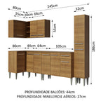 Armário de Cozinha Completa de Canto 325cm Rustic Emilly Water Madesa 02
