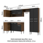 Armário de Cozinha Completa de Canto 353cm Rustic/Preto Emilly Sun Madesa 01