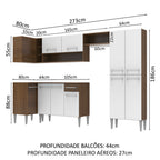Armário de Cozinha Completa de Canto 353cm Rustic/Branco Emilly Sun Madesa 01