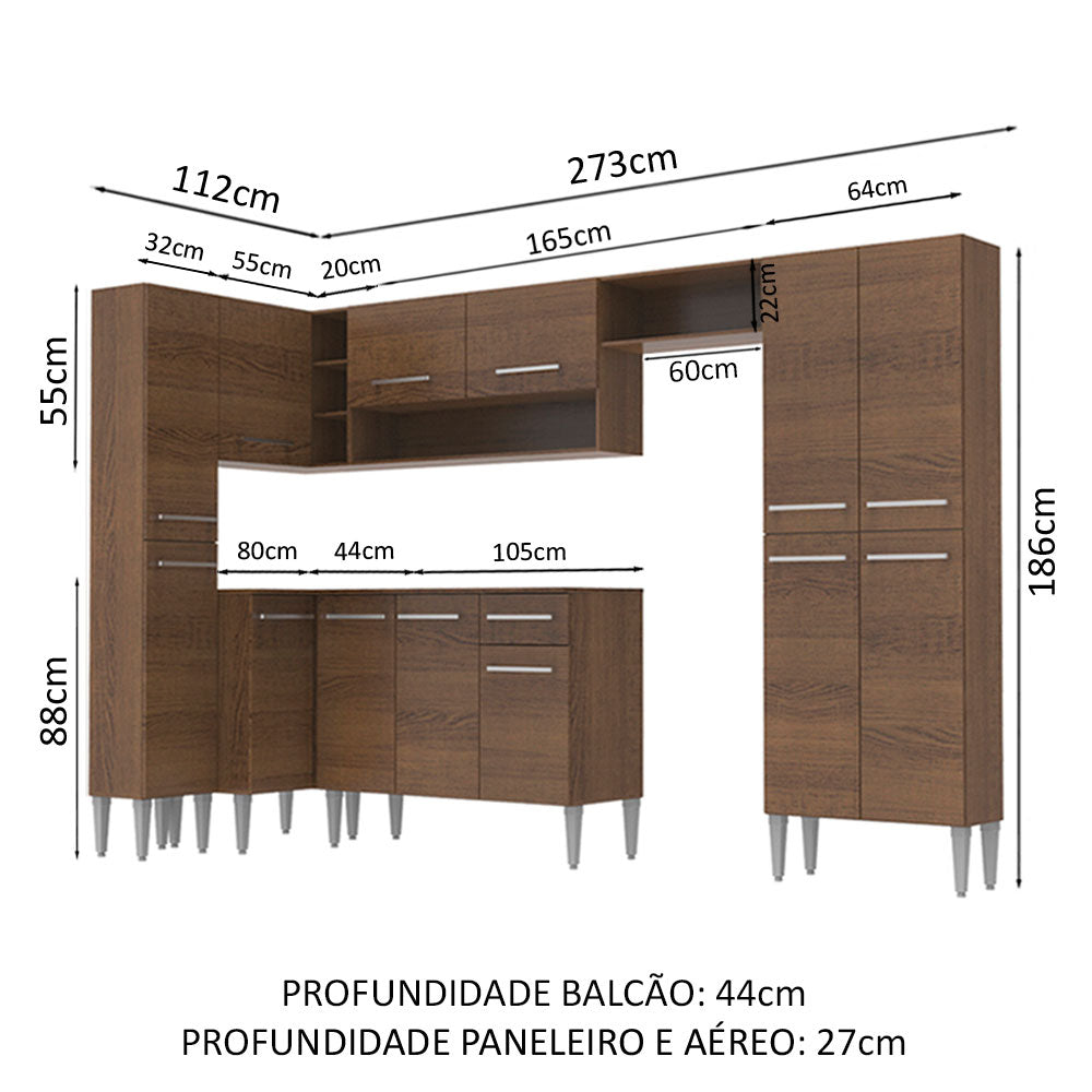 Armário de Cozinha Completa 385cm Rustic Emilly Love Madesa 01