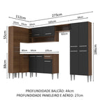 Armário de Cozinha Completa 385cm Rustic/Preto Emilly Love Madesa 01