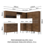 Armário de Cozinha Completa de Canto 417cm Rustic Emilly Ice Madesa 01