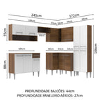Armário de Cozinha Completa de Canto 417cm Rustic/Branco Emilly Ice Madesa 01