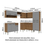 Armário de Cozinha Completa de Canto 417cm Rustic/Cinza Emilly Madesa 02