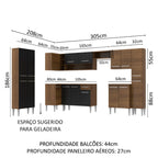 Armário de Cozinha Completa de Canto 513cm Rustic/Preto Emilly Live Madesa 01