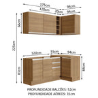 Armário de Cozinha Compacta de Canto 269cm Rustic Glamy Madesa 01