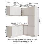 Armário de Cozinha Completa de Canto 329cm Branco Glamy Madesa 01