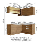 Armário de Cozinha Completa de Canto 329cm Rustic Glamy Madesa 02