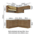 Armário de Cozinha Completa de Canto 349cm Rustic Glamy Madesa 02