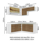 Armário de Cozinha Completa de Canto 349cm Branco Rustic Glamy Madesa 02