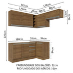 Armário de Cozinha Completa de Canto 349cm Rustic Glamy Madesa 07