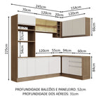 Armário de Cozinha Completa de Canto 399cm Rustic Branco Glamy Madesa 02
