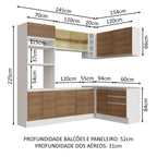 Armário de Cozinha Completa de Canto 399cm Branco Rustic Glamy Madesa 02